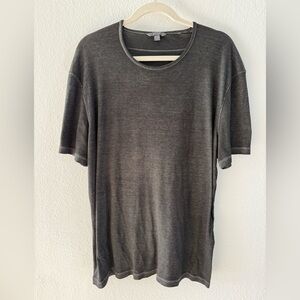 John Varvatos Short Sleeve Ribbed Crew Neck Shirt - Charcoal Size XL